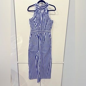 J. Crew navy and white striped jumpsuit, size 6